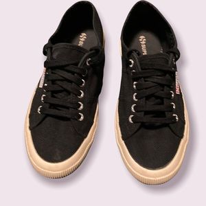 Superga CLASSIC BLACK WHITE sz 39.5 - 7M - 8.5W
